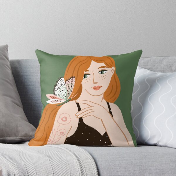 Item preview, Cute young woman with butterfly. Summer illustration designed and sold by Alenka Karabanova.
