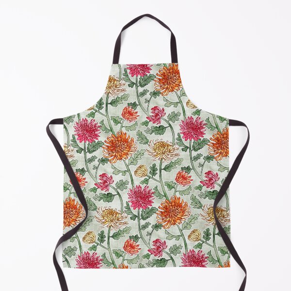 Item preview, Chrysanthemum Watercolor & Pen Pattern - Warm Sage designed and sold by TigaTiga.