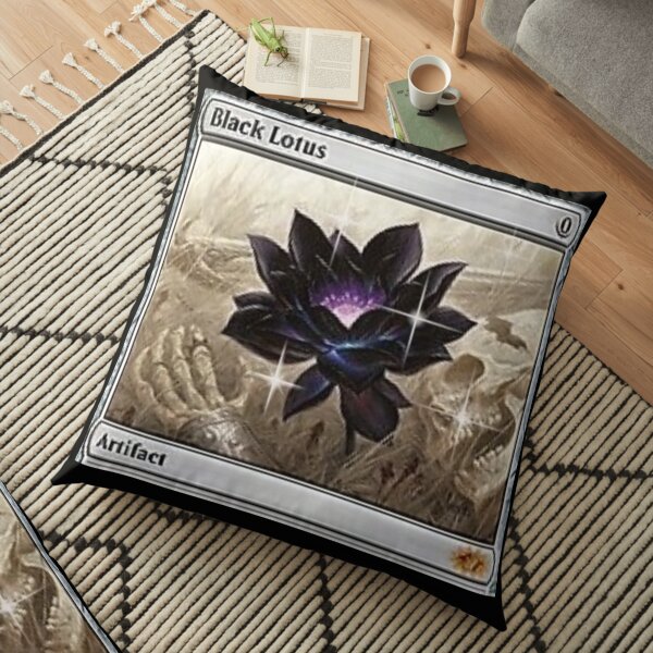 mox sapphire mtg tshirt mask design edit digital black lotus Floor Pillow