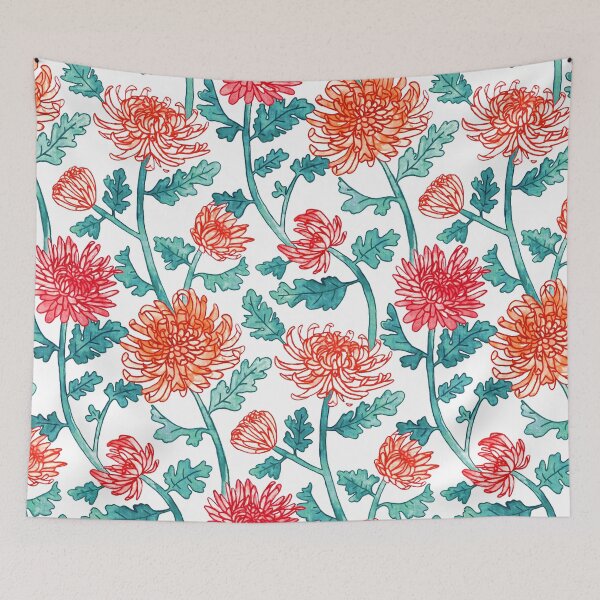 Item preview, Chrysanthemum Watercolor & Pen Pattern - Pastels designed and sold by TigaTiga.