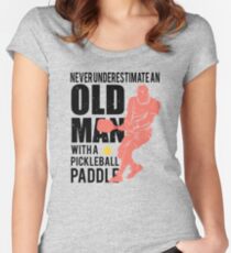 Never Underestimate an Old Man with a Pickleball Paddle Women's Fitted Scoop T-Shirt