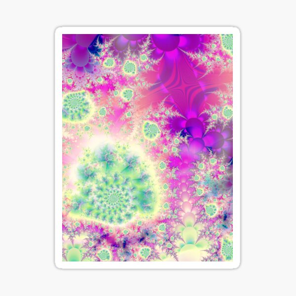 Raspberry Heart Star, the Abstract Fractal Heart Beat of Love Sticker