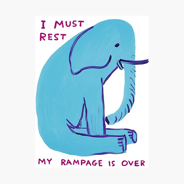 David Shrigley - blue elephant is sitting Photographic Print