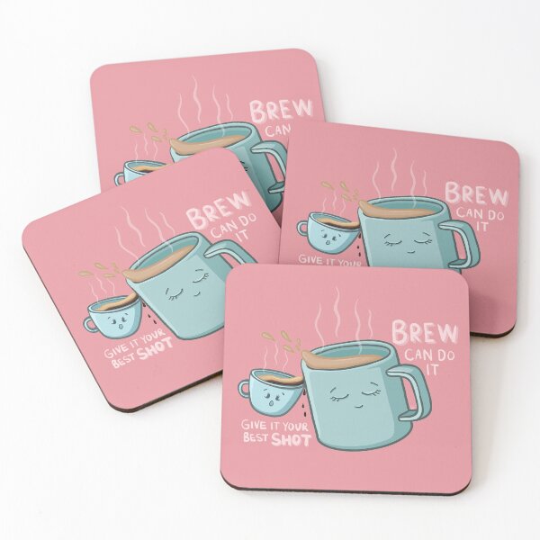 Item preview, BREW Can Do it! Give it your best SHOT! Fun Tea, Espresso Puns, Cartoon Digital Illustration designed and sold by AlmightyClaire.