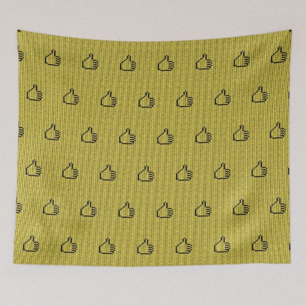 Item preview, Vector seamless yellow pattern of handmade knitted thumb up or like gesture designed and sold by Familyshmot.
