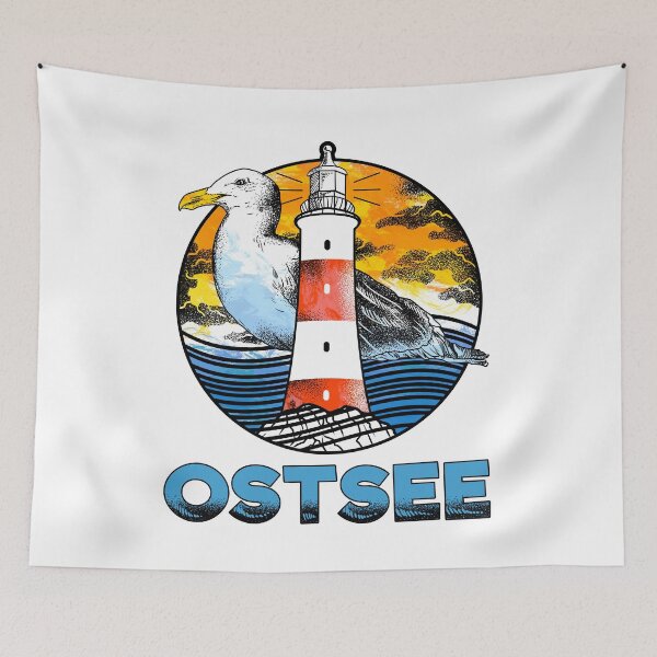 Item preview, Baltic Sea coast seagull lighthouse Low German sea designed and sold by redshirtz.