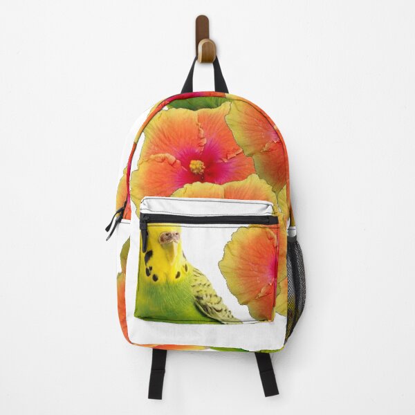 Item preview, YELLOW-GREEN PARAKEETS TROPICAL HIBISCUS FLORAL designed and sold by sharlesart.