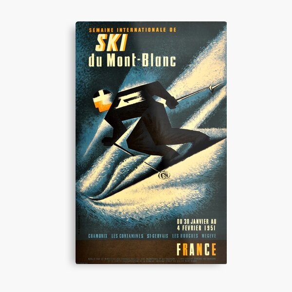 Ski mont Blanc - Chamonix - Vintage Travel Poster 1951 Metal Print