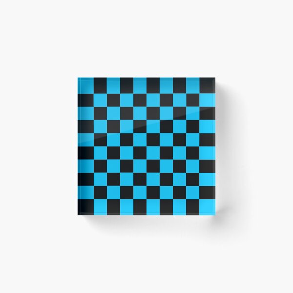 Item preview, Black and  Sky-blue Grid Squares Patten designed and sold by Wishmi Lucky.