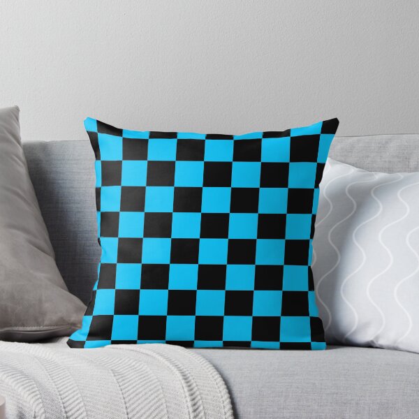 Item preview, Black and  Sky-blue Grid Squares Patten designed and sold by Wishmi Lucky.