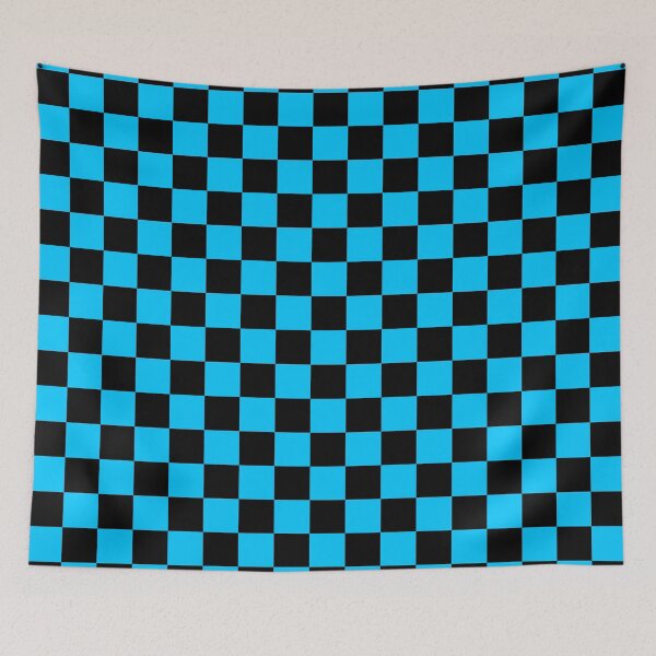 Item preview, Black and  Sky-blue Grid Squares Patten designed and sold by Wishmi Lucky.