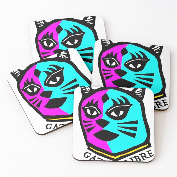 Item preview, Gato Libre - color - Linocut Print with colored pencil designed and sold by PixelPalmer.