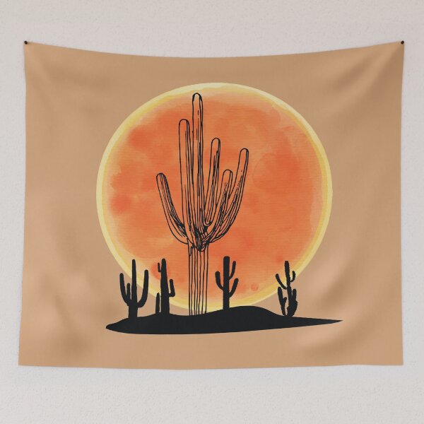 Item preview, Desert landscape background with cactus and sun designed and sold by mashmosh.