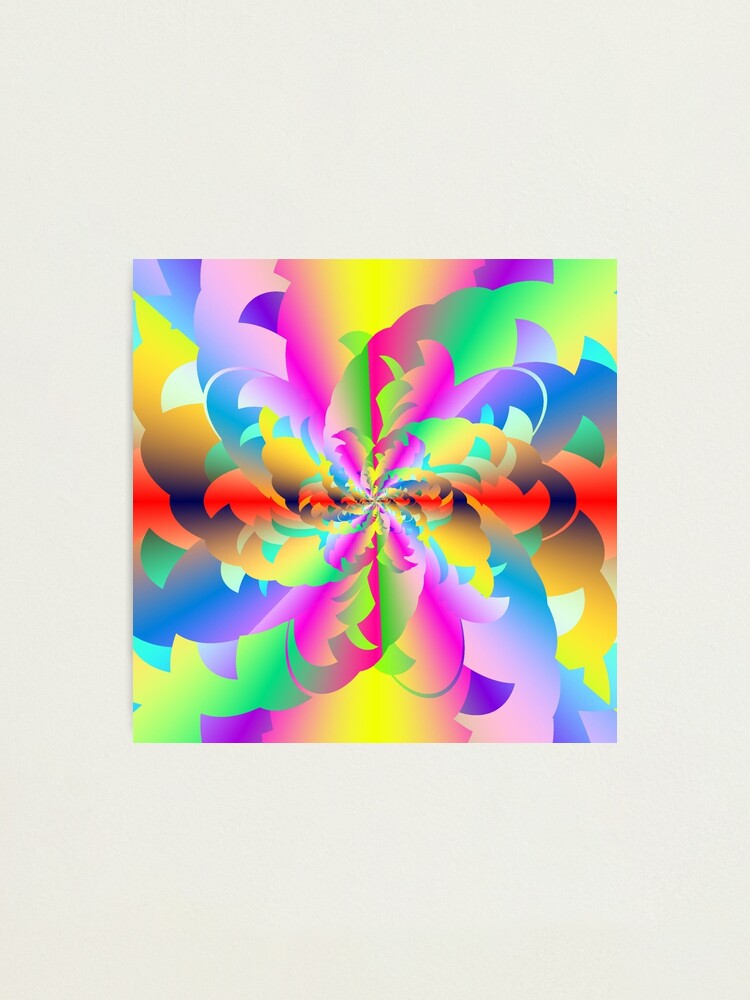 Thumbnail 1 of 3, Photographic Print, Fractured Fractal Fire Flower Flameout designed and sold by zedpower.