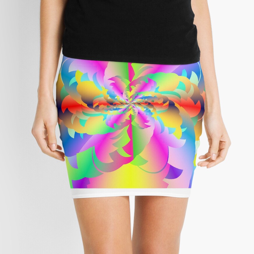 Fractured Fractal Fire Flower Flameout Mini Skirt