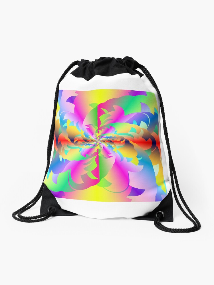 Thumbnail 1 of 3, Drawstring Bag, Fractured Fractal Fire Flower Flameout designed and sold by zedpower.