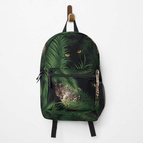 Item preview, eyes and leopards hidden in the spooky dark forest, green tropical leaves designed and sold by Beyhandesgn.