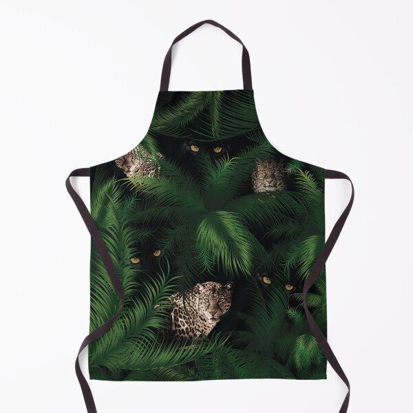Item preview, eyes and leopards hidden in the spooky dark forest, green tropical leaves designed and sold by Beyhandesgn.