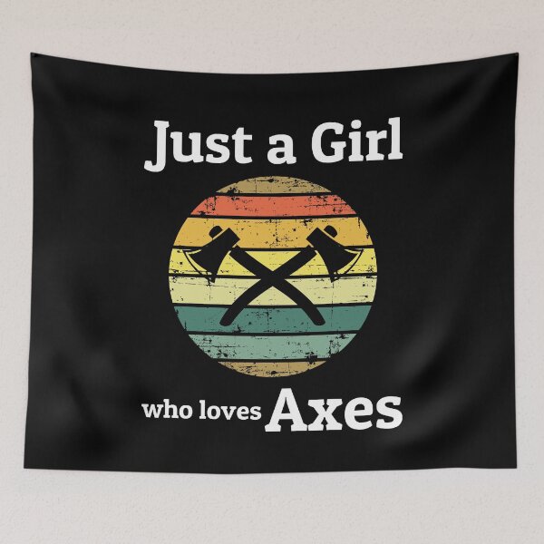 Item preview, Vintage Retro Axe Throwing Girl Thrower Hatchet designed and sold by CuteDesigns1.