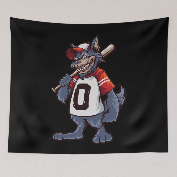 Item preview, Hit Hard Run Fast Turn Left Wolf Baseball Player  designed and sold by TeesMii.