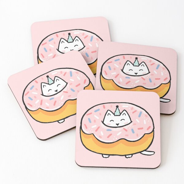 Item preview, Cute kitty cat and donut. Sweet pastry food and pet design illustration. designed and sold by kostolom3000.