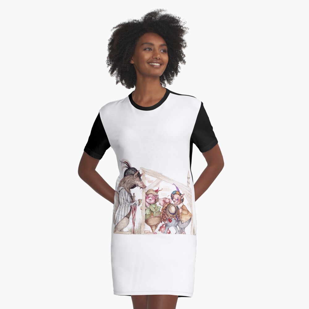 Three little pigs Graphic T-Shirt Dress