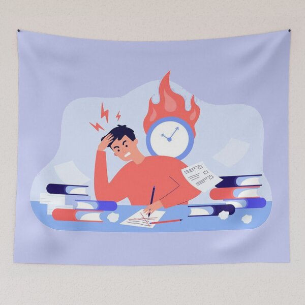 Item preview, Male student learning before exams or writing test designed and sold by ESDT.