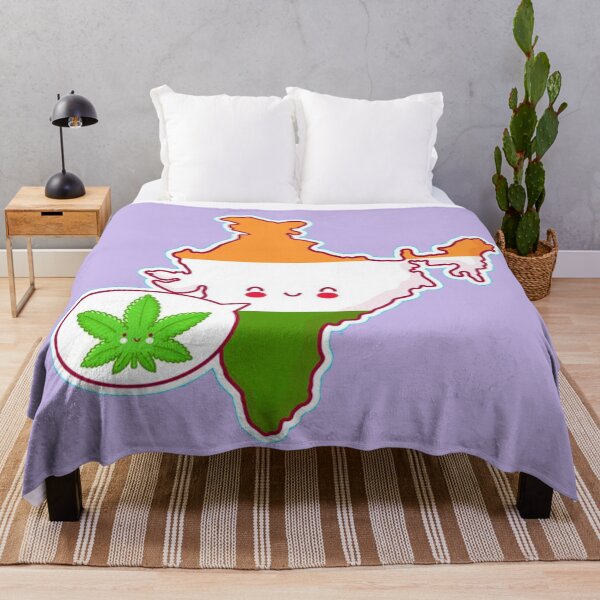 Item preview, India map and flag character with weed marijuana in speech bubble  designed and sold by ESDT.
