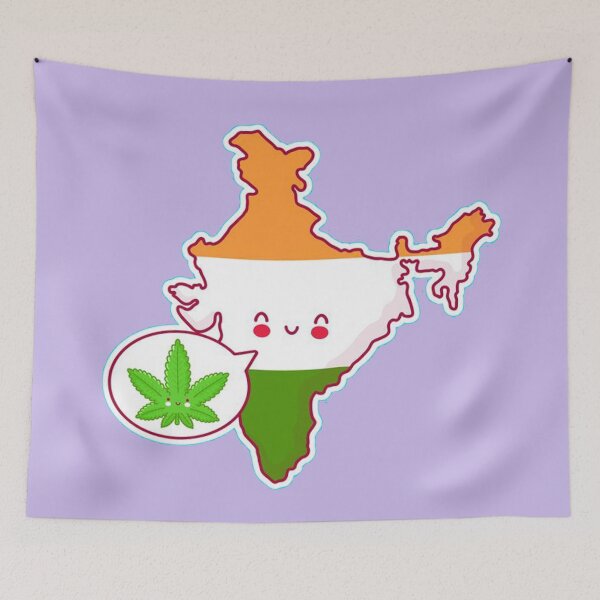 Item preview, India map and flag character with weed marijuana in speech bubble  designed and sold by ESDT.