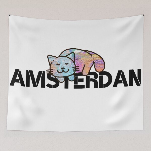 Item preview, Amsterdam skyline cat designed and sold by Thecaveofcat.