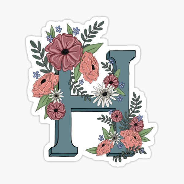 Teachers Aid Letter H Flowers Pink & Teal Green Initial