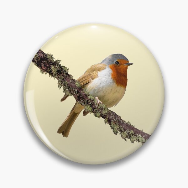 Item preview, European robin on a log with lichen designed and sold by CreaVisArt.