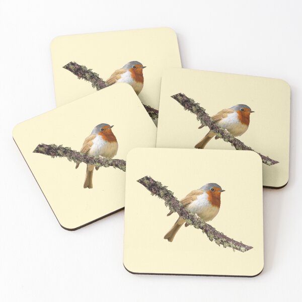 Item preview, European robin on a log with lichen designed and sold by CreaVisArt.