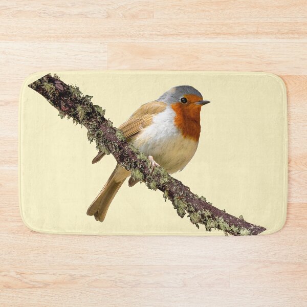 Item preview, European robin on a log with lichen designed and sold by CreaVisArt.