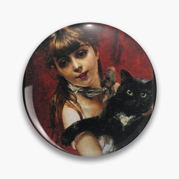 Item preview, Black Cat good luck Cats feline lovers cat with vintage girl designed and sold by Coolstuff4you71.