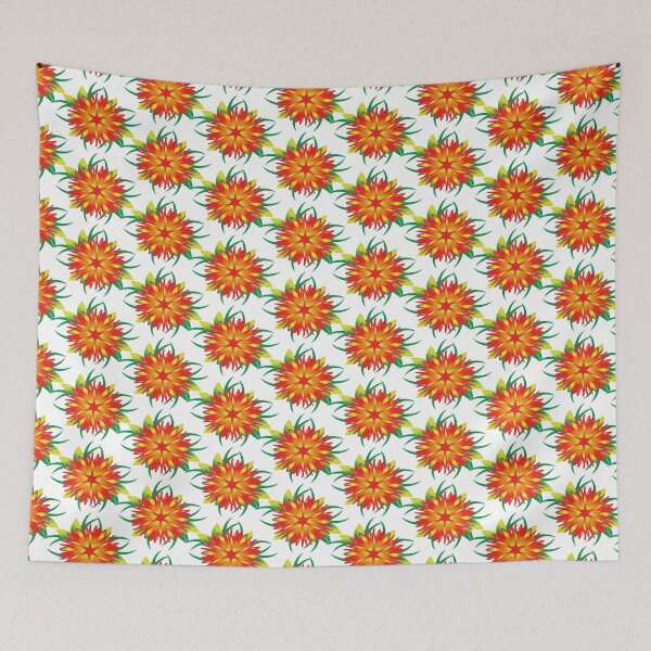 Item preview, Orange and red flower pattern designed and sold by CreativePetlin.