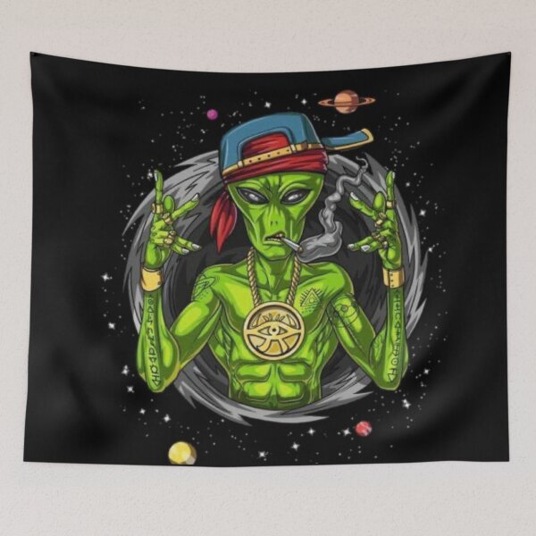 Item preview, Alien smoking dope funky art designed and sold by Sovik Goswami.
