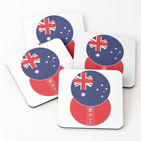Item preview, Australian and Japanese flag roundels with Tokyo 21 in Kanji characters designed and sold by Ricogfx.
