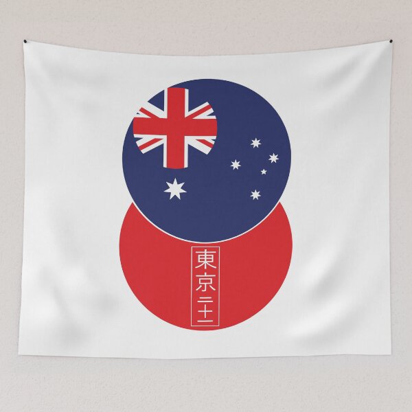 Item preview, Australian and Japanese flag roundels with Tokyo 21 in Kanji characters designed and sold by Ricogfx.
