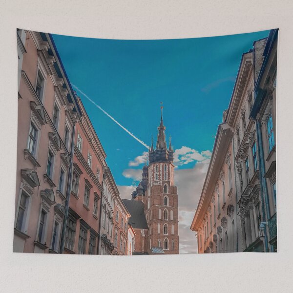 Item preview, Colorful side buildings in streets of krakow old town  designed and sold by SandShopDesigns.