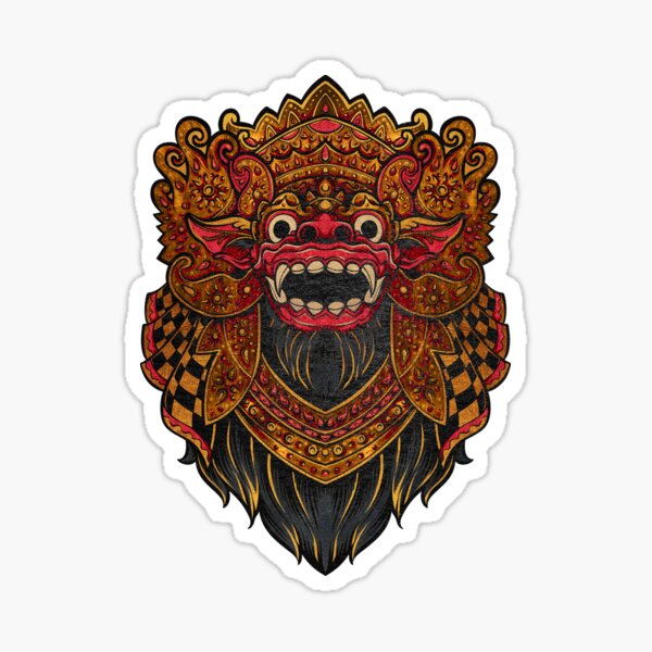 Traditional Balinese Barong Design - Guardian of the Good Sticker