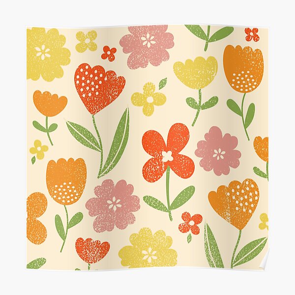 Bold summer floral pattern Poster