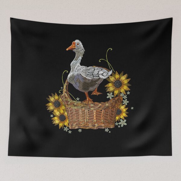 Item preview, Goose In A Wicker Basket With Sunflowers  designed and sold by manidala.