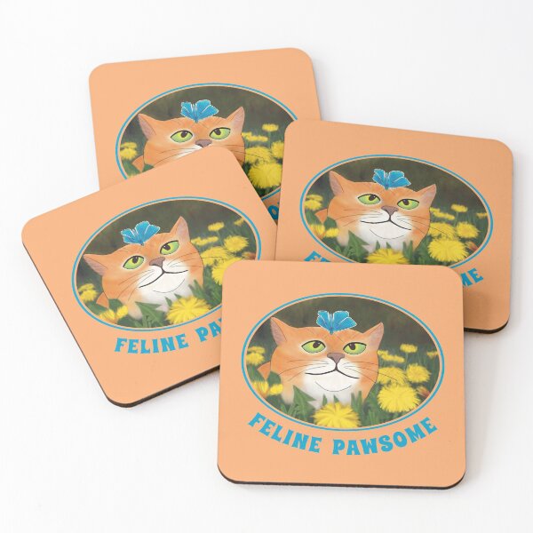 Item preview, Feline Pawsome – adorable illustration of a cat with a butterfly on his head designed and sold by Crystal Raymond.