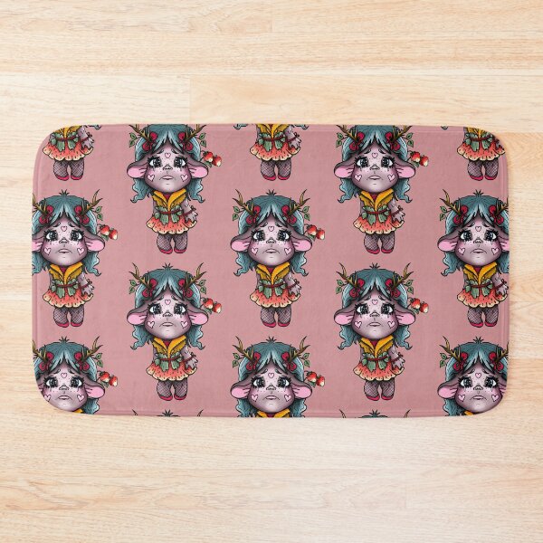 Item preview, Cartoon little troll with horns, sad girl in  strawberry skirt.	 designed and sold by LaraCoolart.