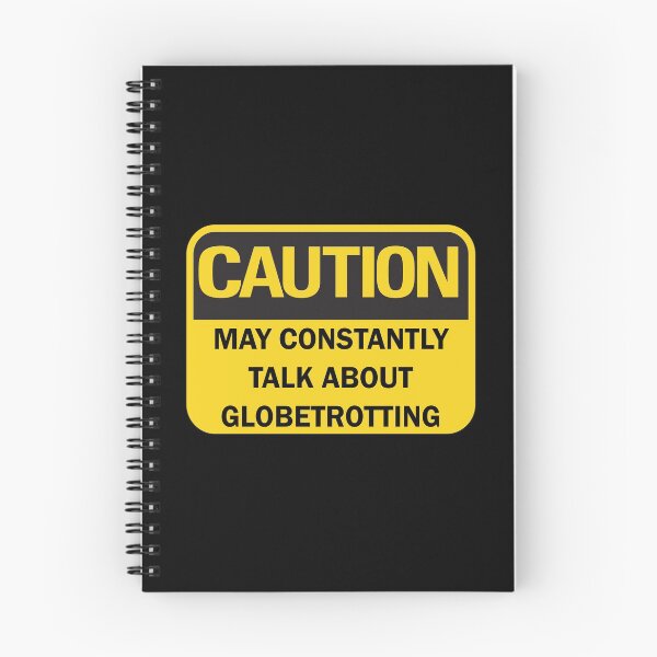 Item preview, Caution: may constantly talk about globetrotting funny nomad saying with yellow and black typography (dark mode) designed and sold by Deegital18.
