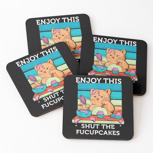 Item preview, Enjoy Cat Baking Cupcakes Shut The Fucupcakes Funny Design  designed and sold by manidala.