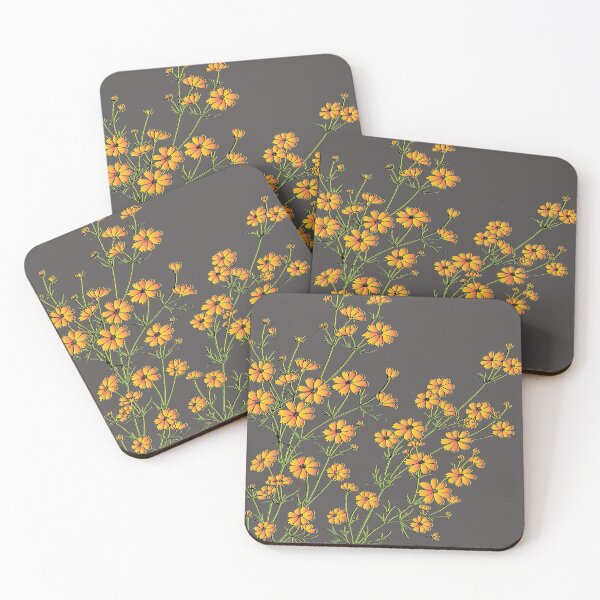 Item preview, yellow flowers, Seamless hand drawn pattern with yellow flowers on black background. designed and sold by mashmosh.