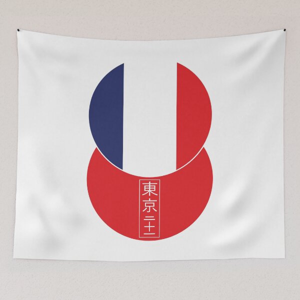 Item preview, French and Japanese flag roundels with Tokyo 21 in Kanji characters designed and sold by Ricogfx.