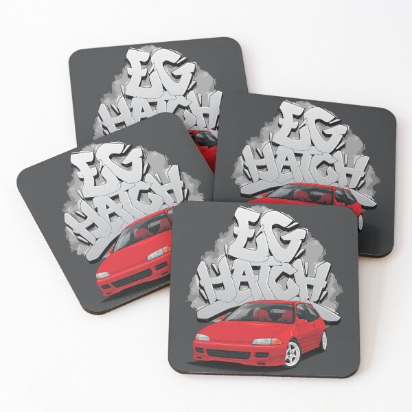Item preview, Civic EG hatch red with graffiti background designed and sold by ArtyMotive.